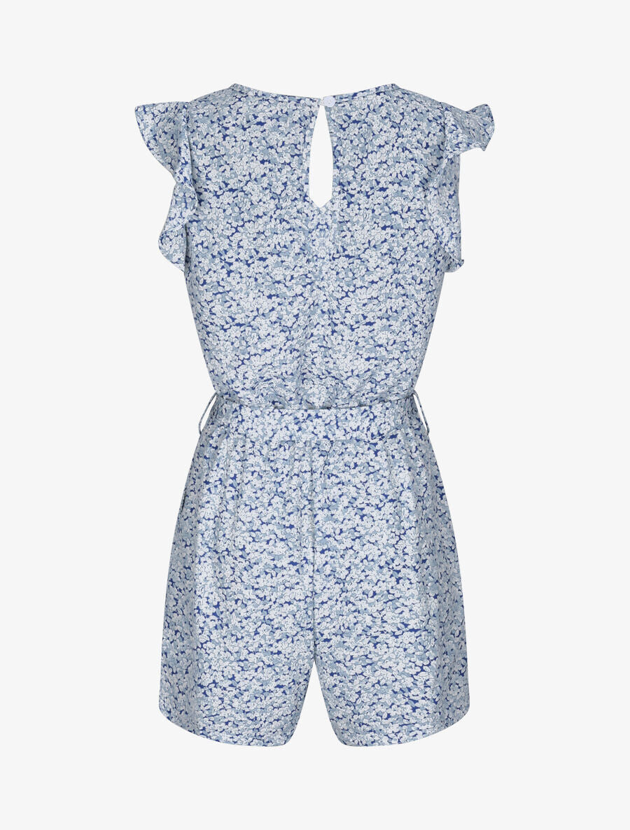 Combishort à imprimé fleuri - Bleu - 2