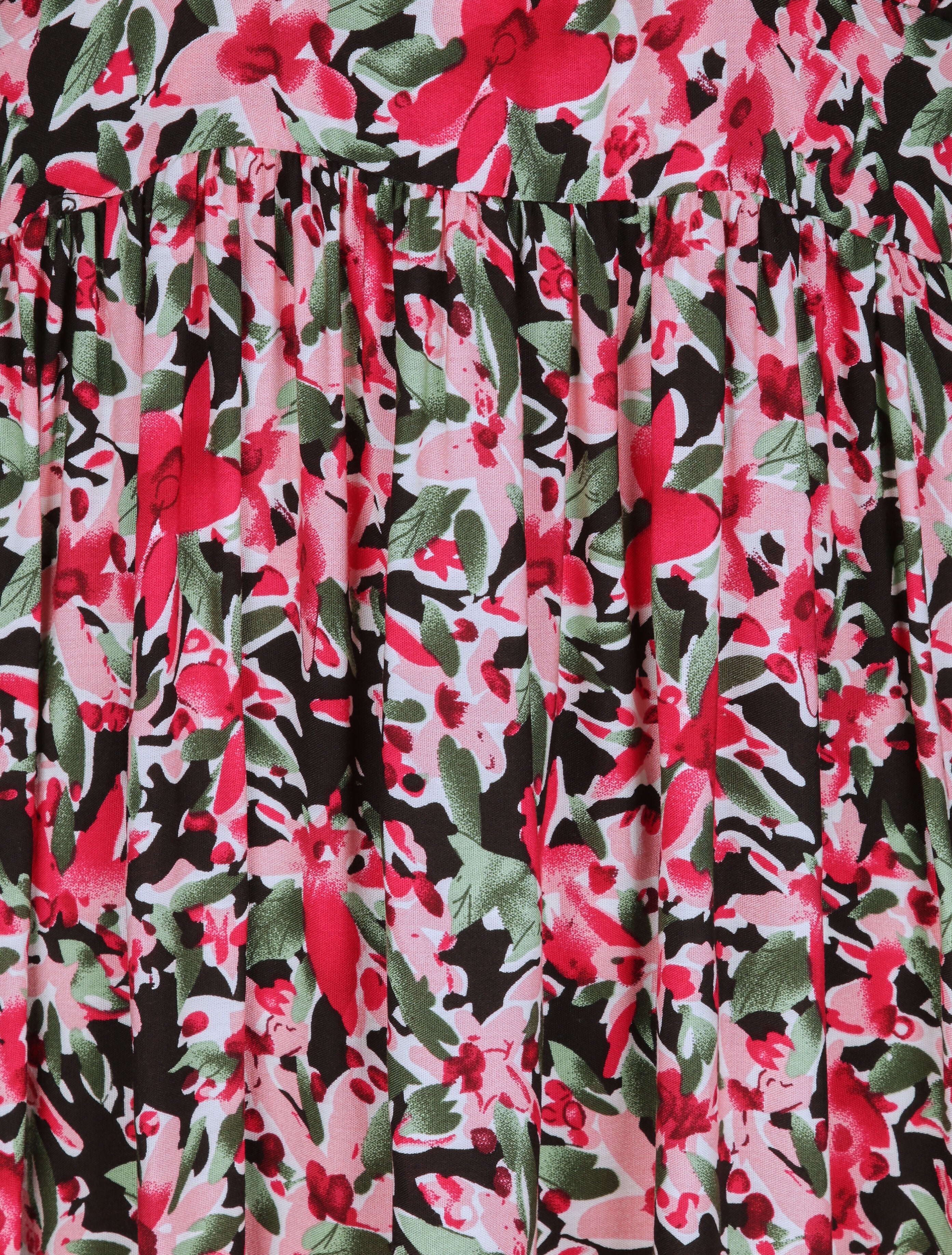 Robe longue empire à bretelles et imprimé fleurs abstraites - Noir - 3