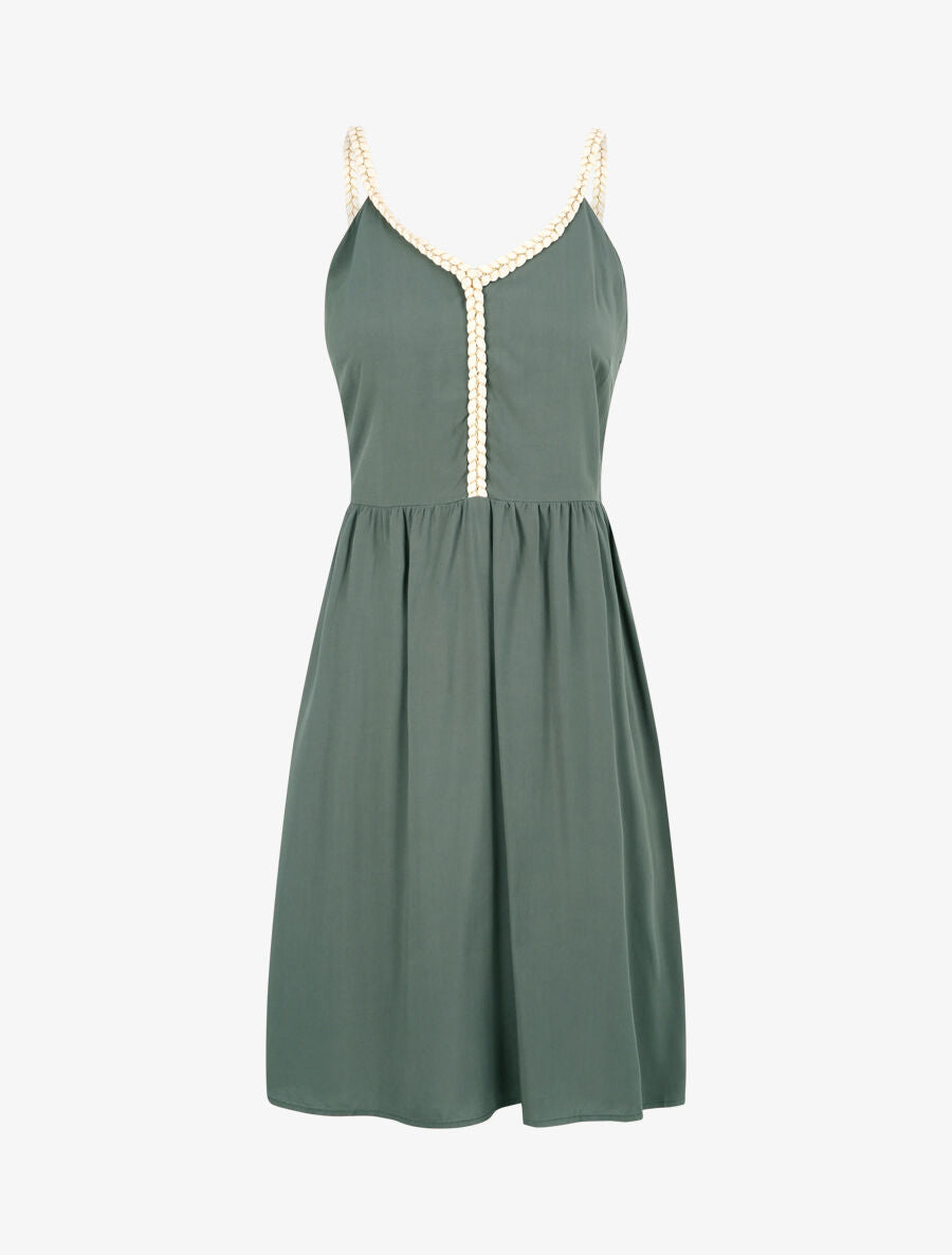 Robe à bretelles style cordes - Kaki - 1