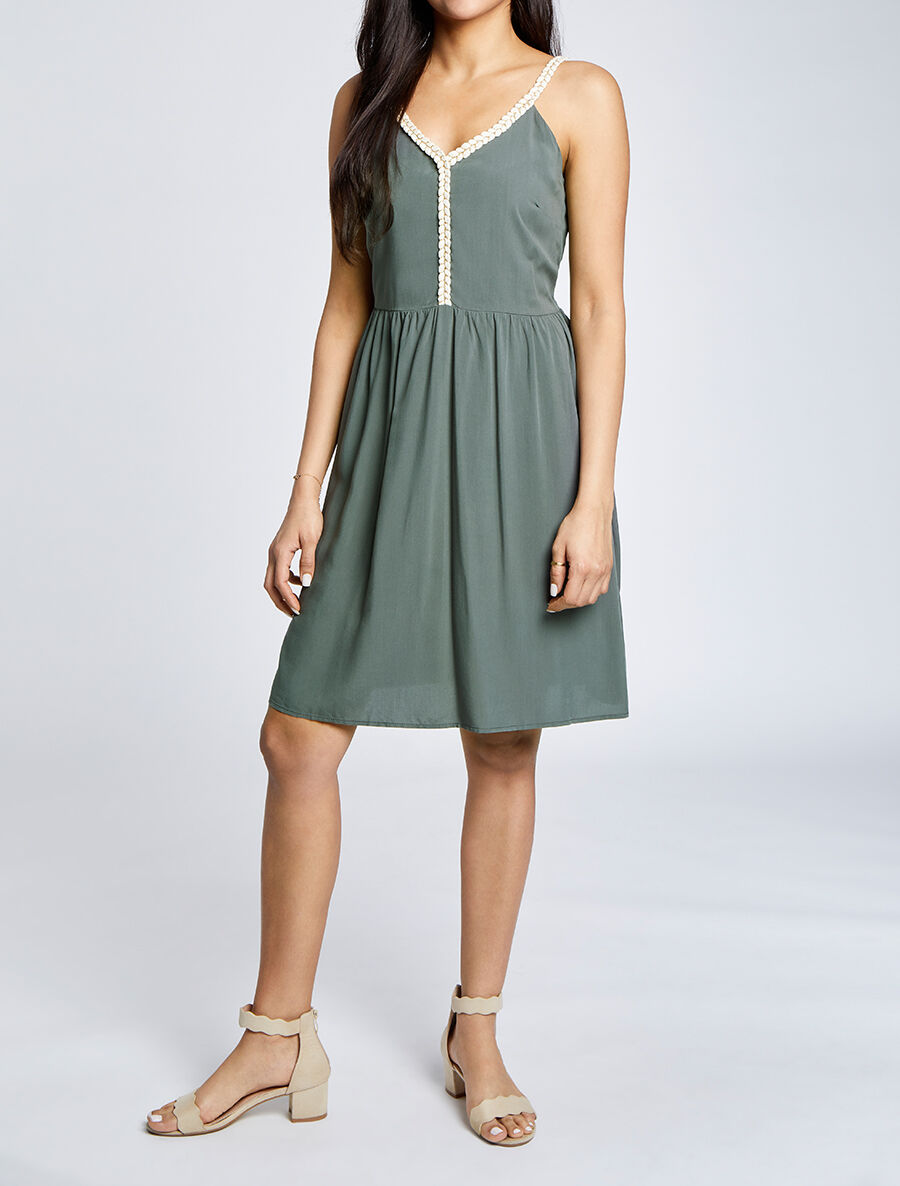 Robe à bretelles style cordes - Kaki - 4