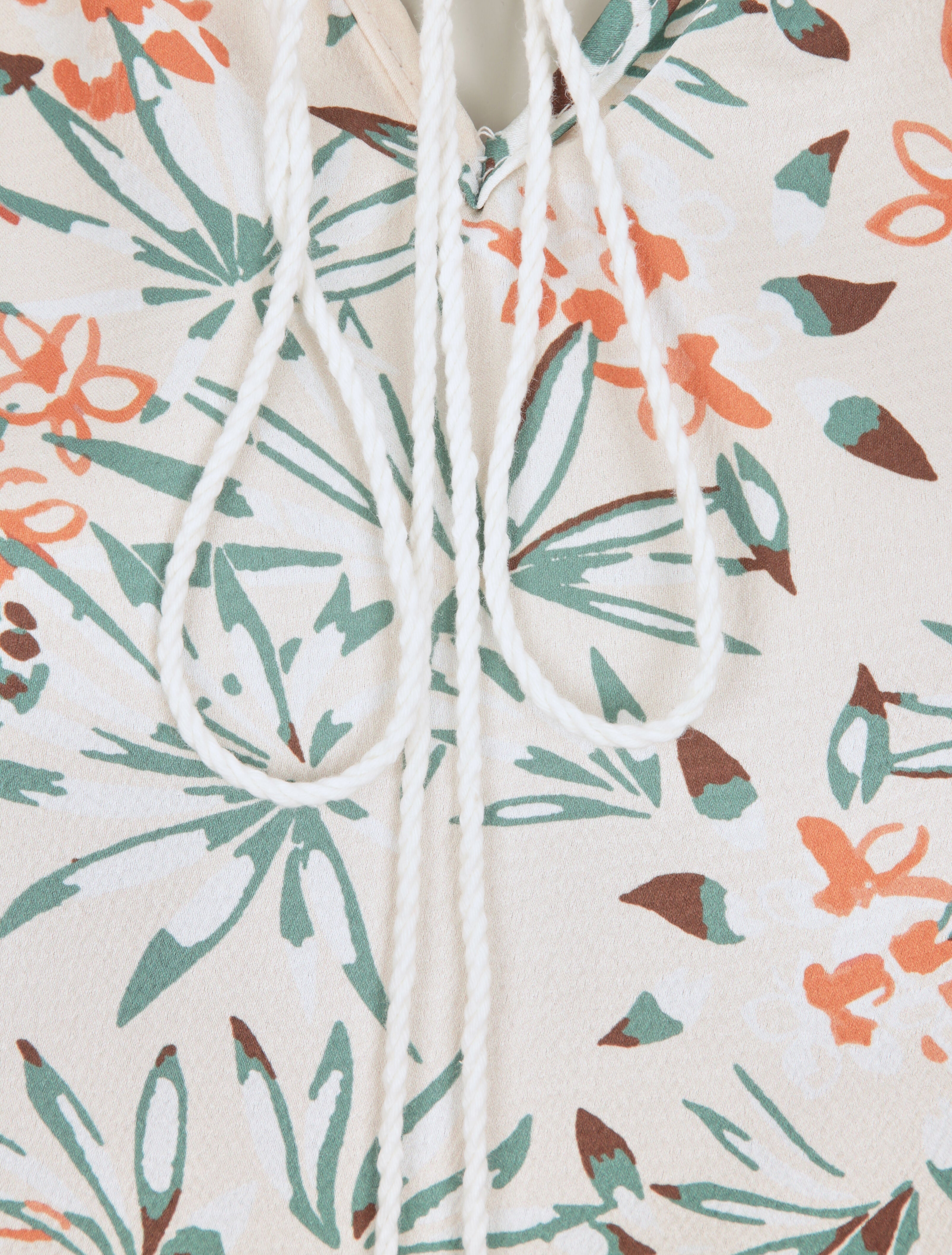 Caraco satiné à imprimé roses - Beige - 3