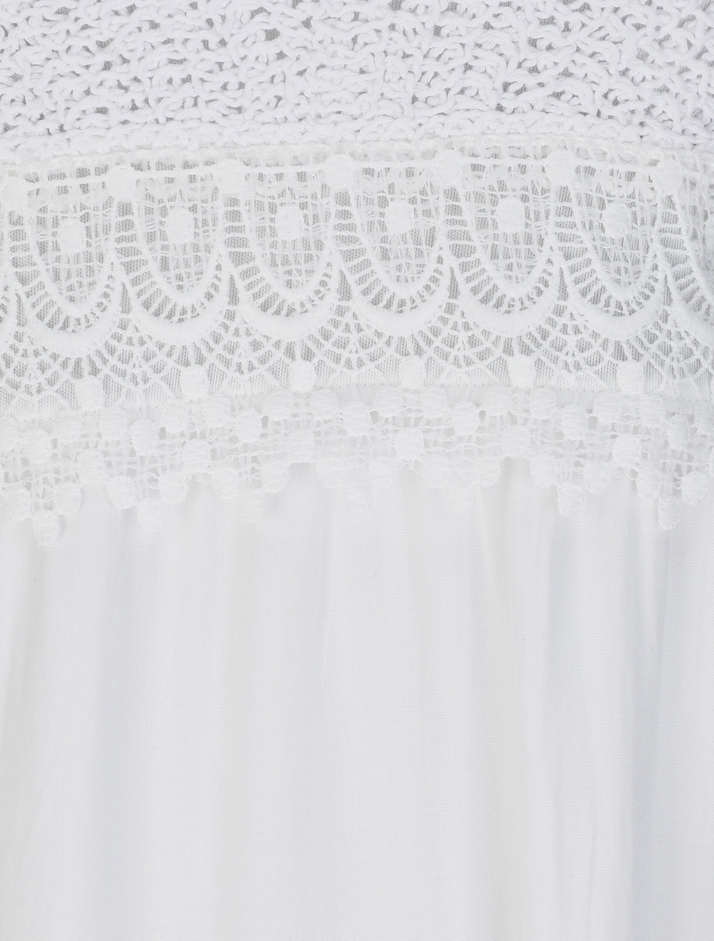 Robe longue empire unie à buste en crochet - Blanc - 3