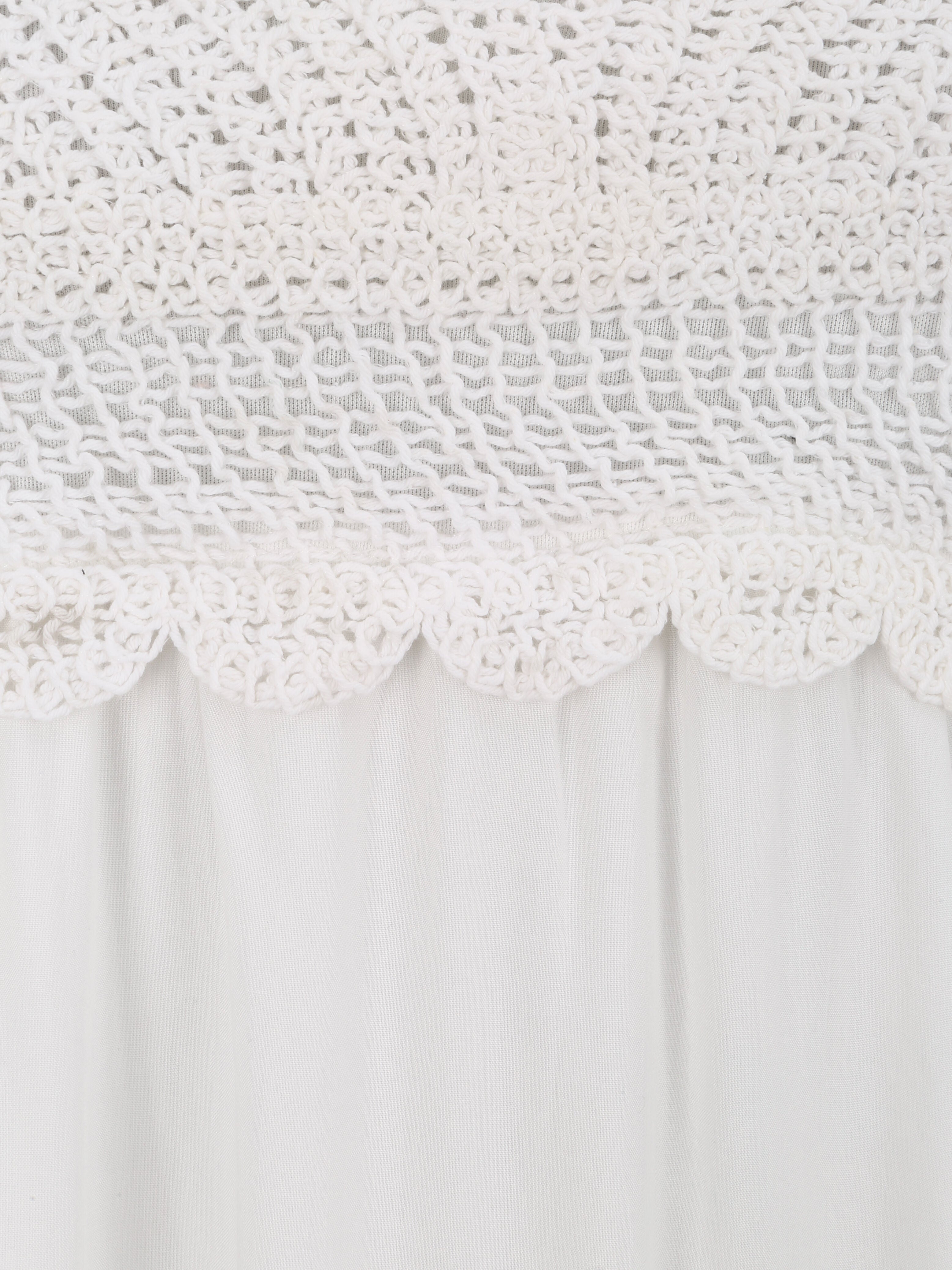 Robe à col V à détail crochet - Blanc - 3