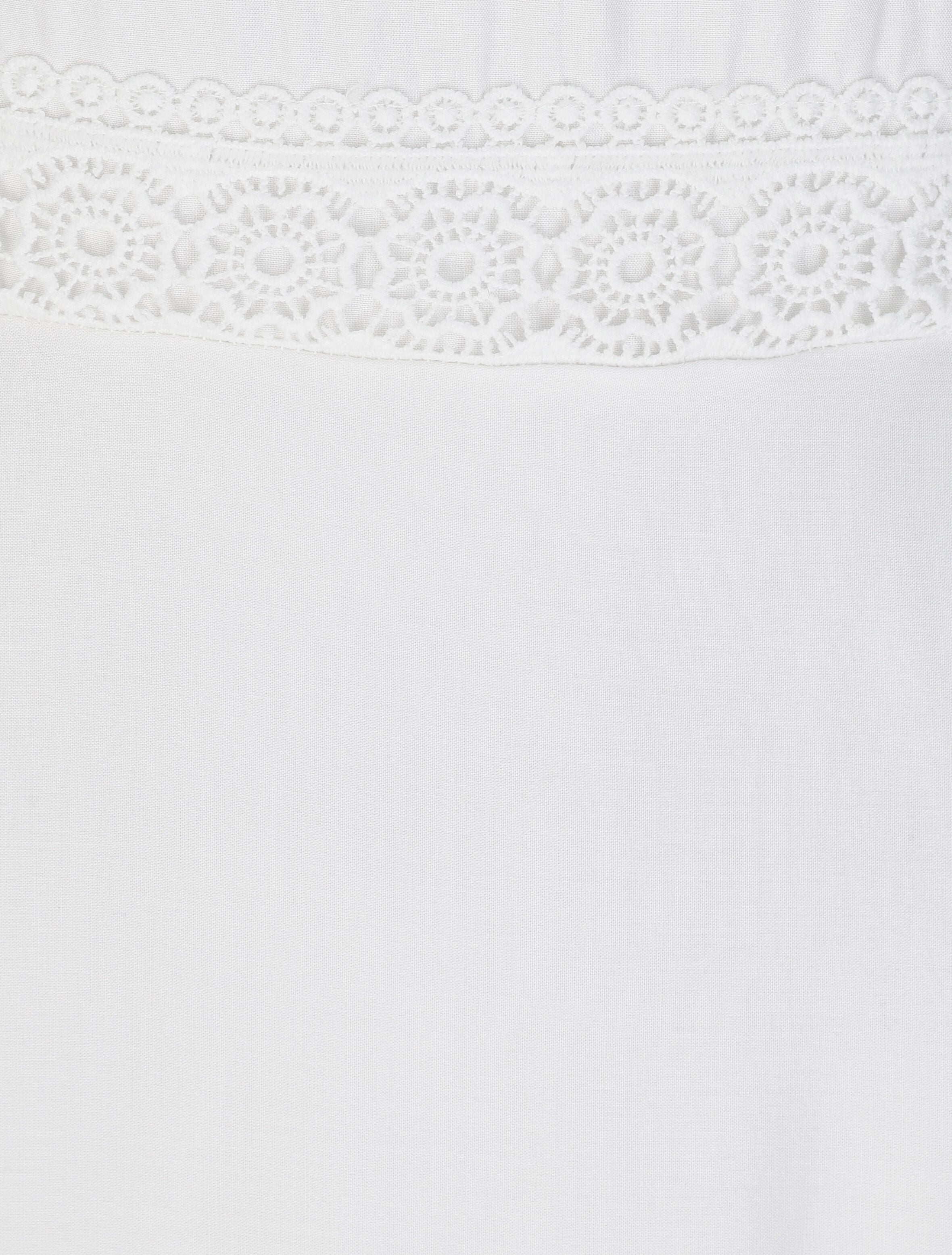 Robe longue évasée unie à taille en crochet - Blanc - 3
