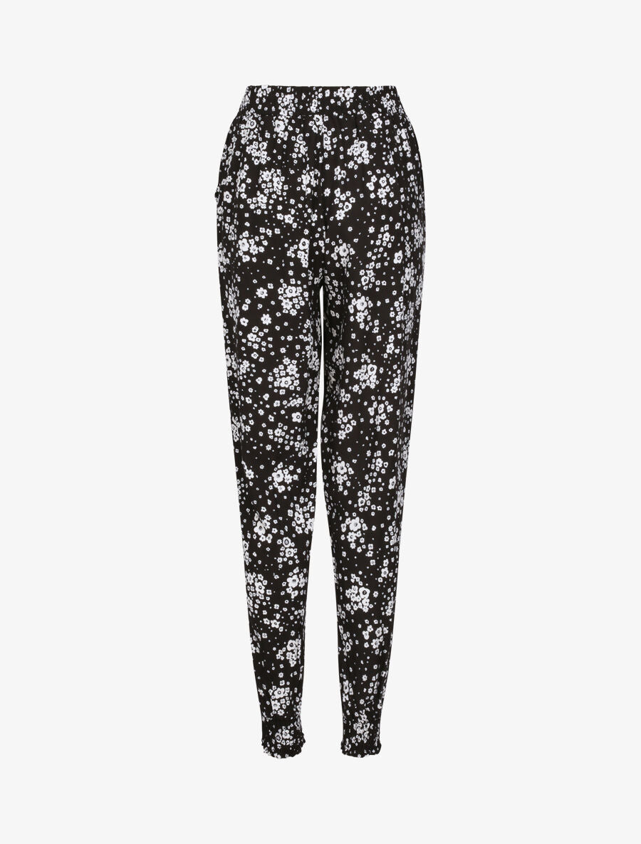 Pantalon harem motifs marguerites - Noir - 2