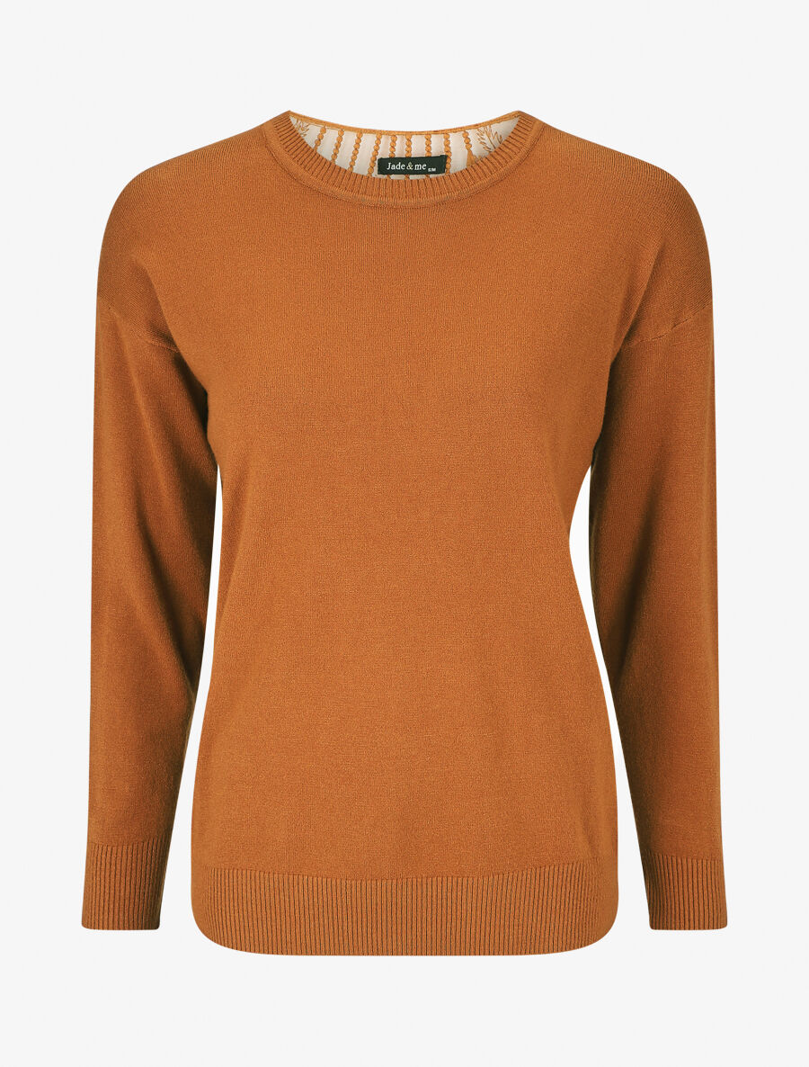 Pull manches 3/4 et dos fantaisie - Camel - 4