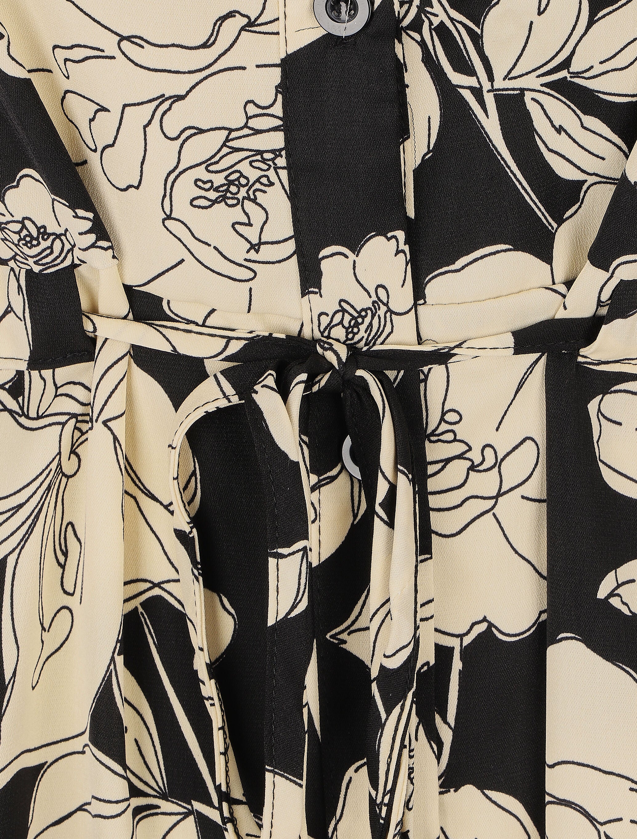 Robe mi-longue imprimé floral - Noir/beige - 3