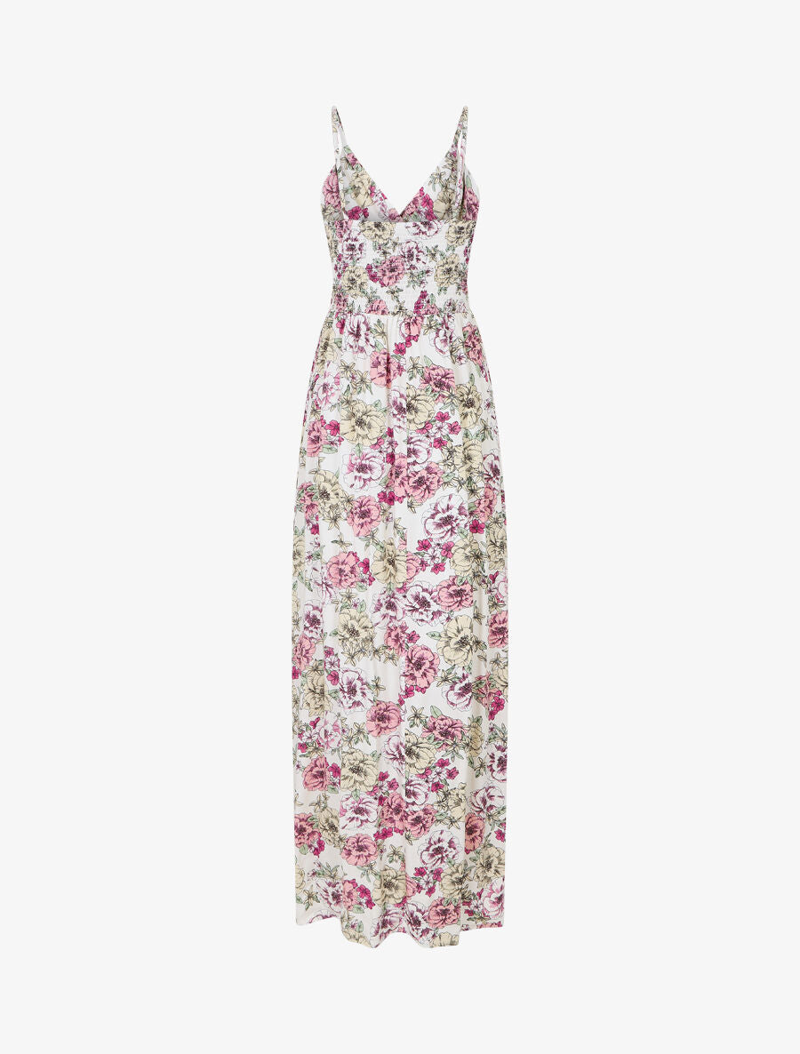 Robe longue imprimé multi-fleurs - Blanc - 2