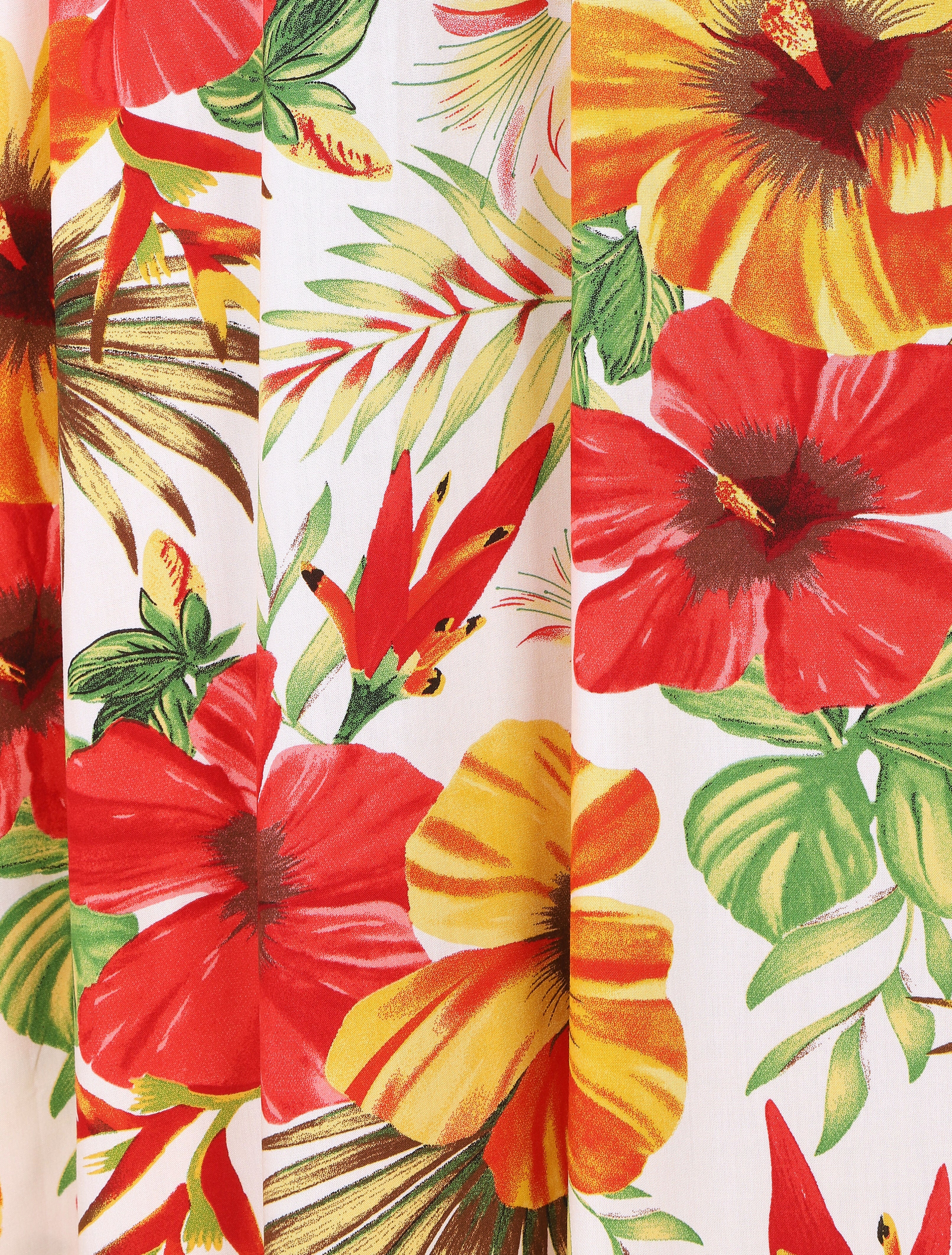 Robe longue bicolore imprimé tropical - Blanc - 3
