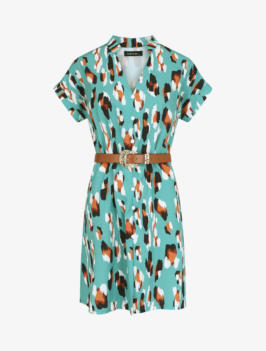 Robe droite à imprimé graphique - Vert d&