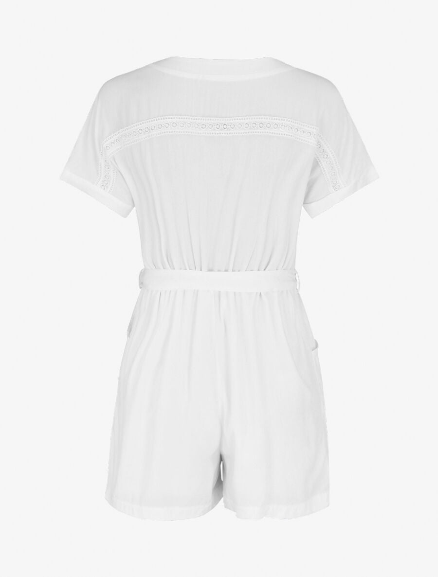 Combishort manches courtes à dentelle - Blanc - 2