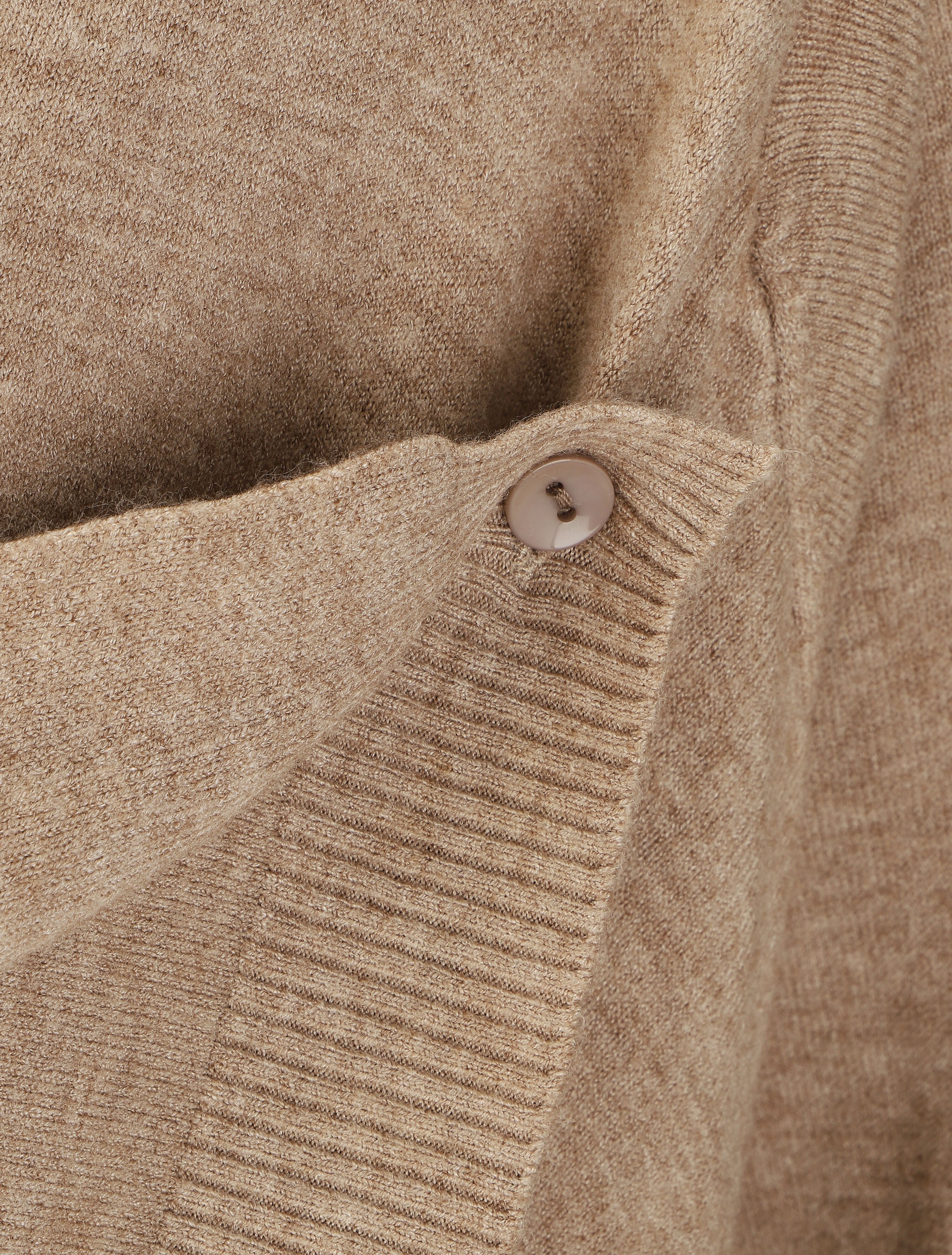 Gilet mi-long uni à bords côtelés - Taupe - 4