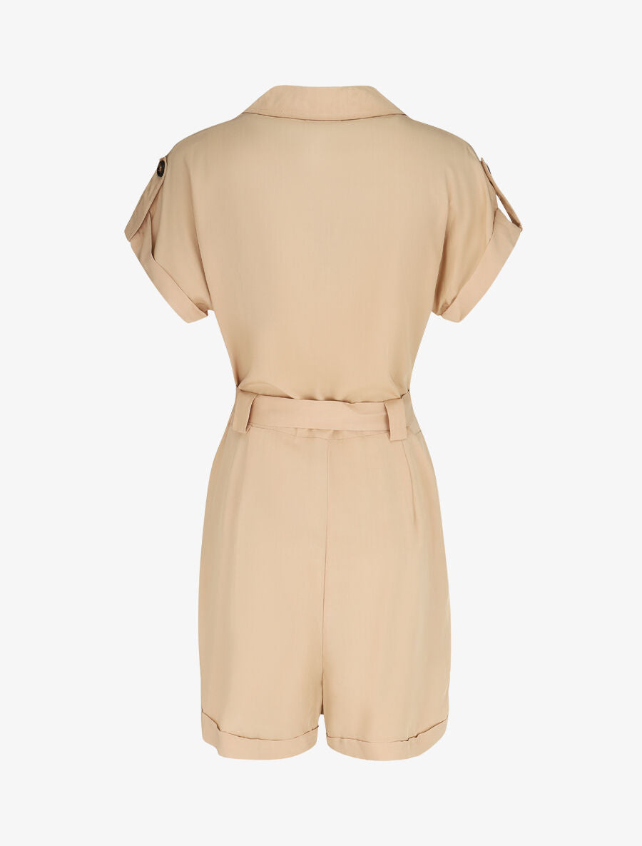 Combishort droite unie manches courtes - Beige - 2