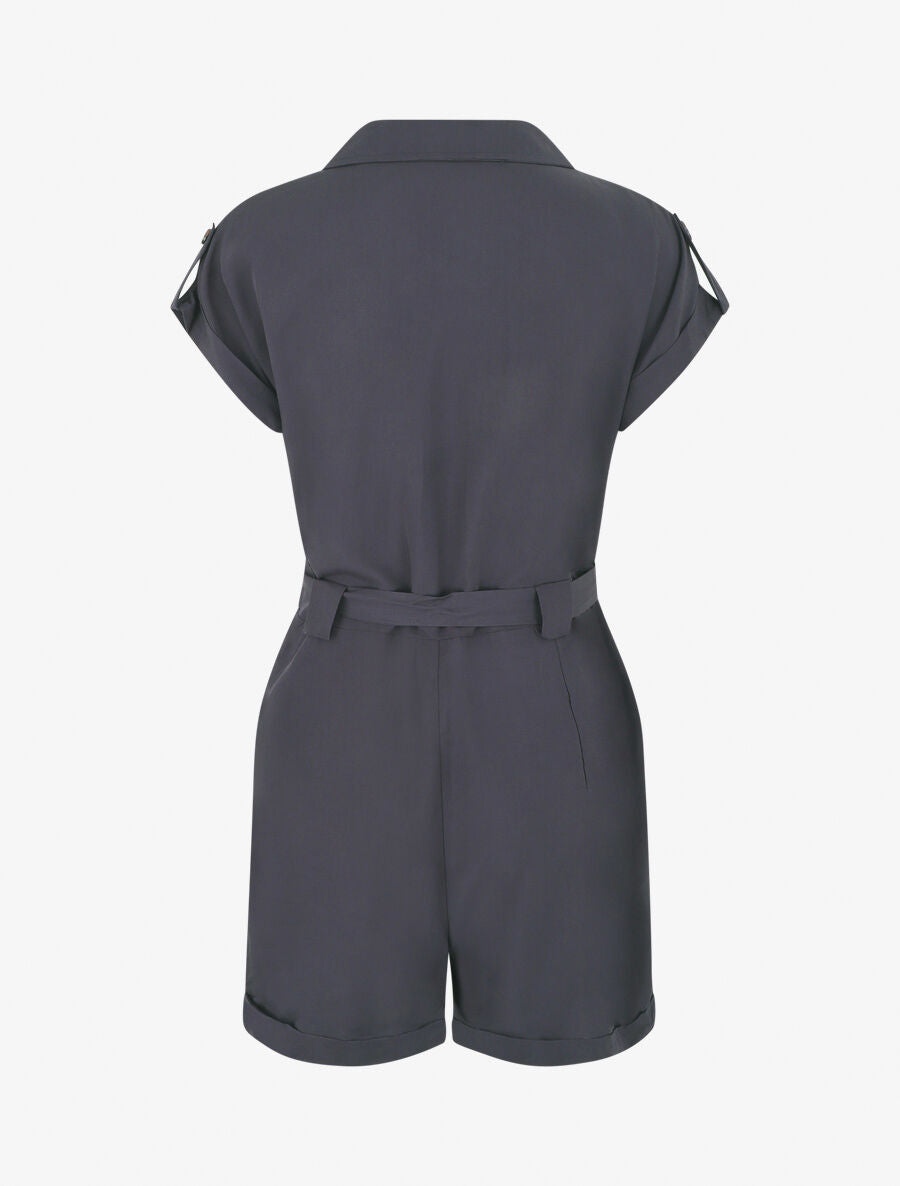 Combishort droite unie manches courtes - Marine - 2