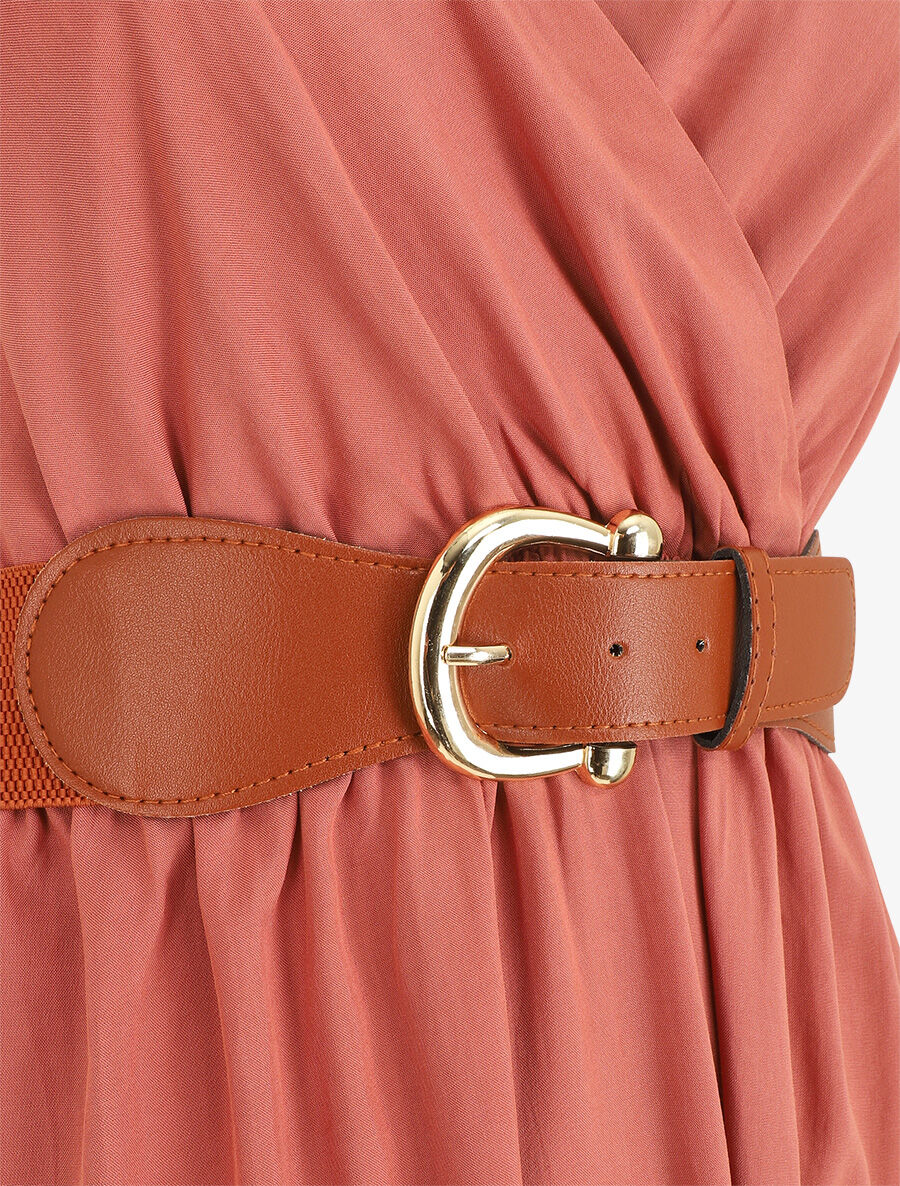 Robe longue unie à bretelles fantaisies - Corail - 3