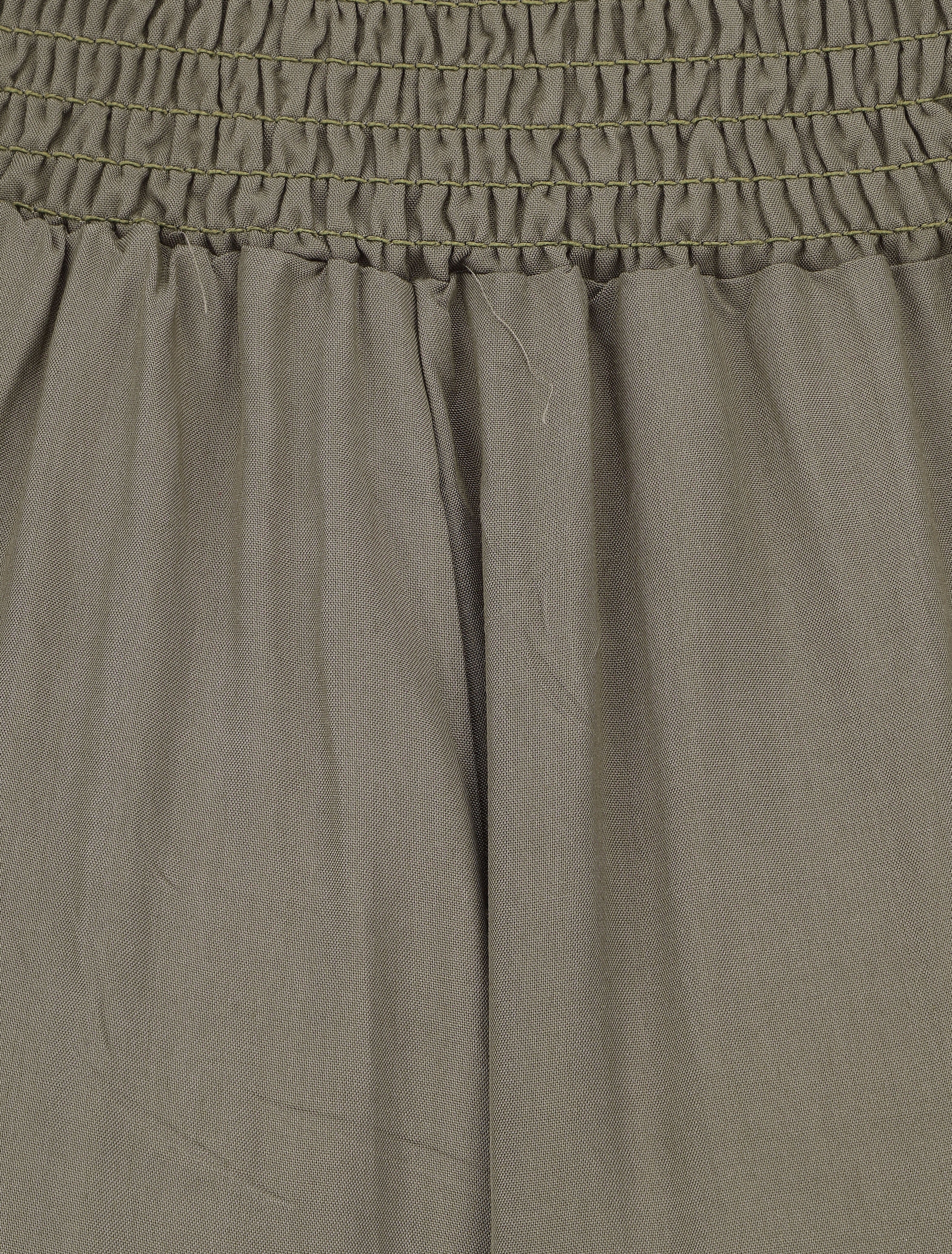 Pantalon fluide uni à poches - Kaki - 3