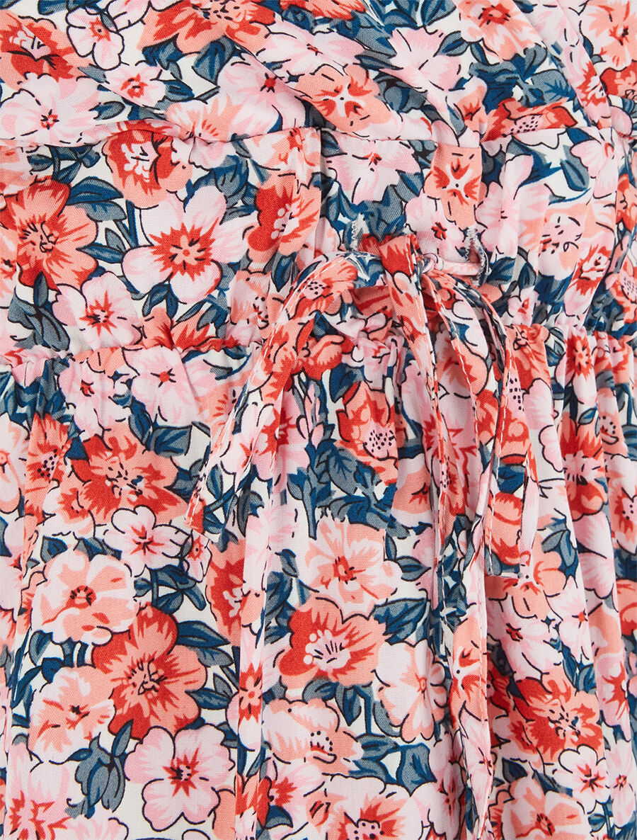 Robe mi-longue imprimé fleuri - Rose - 3