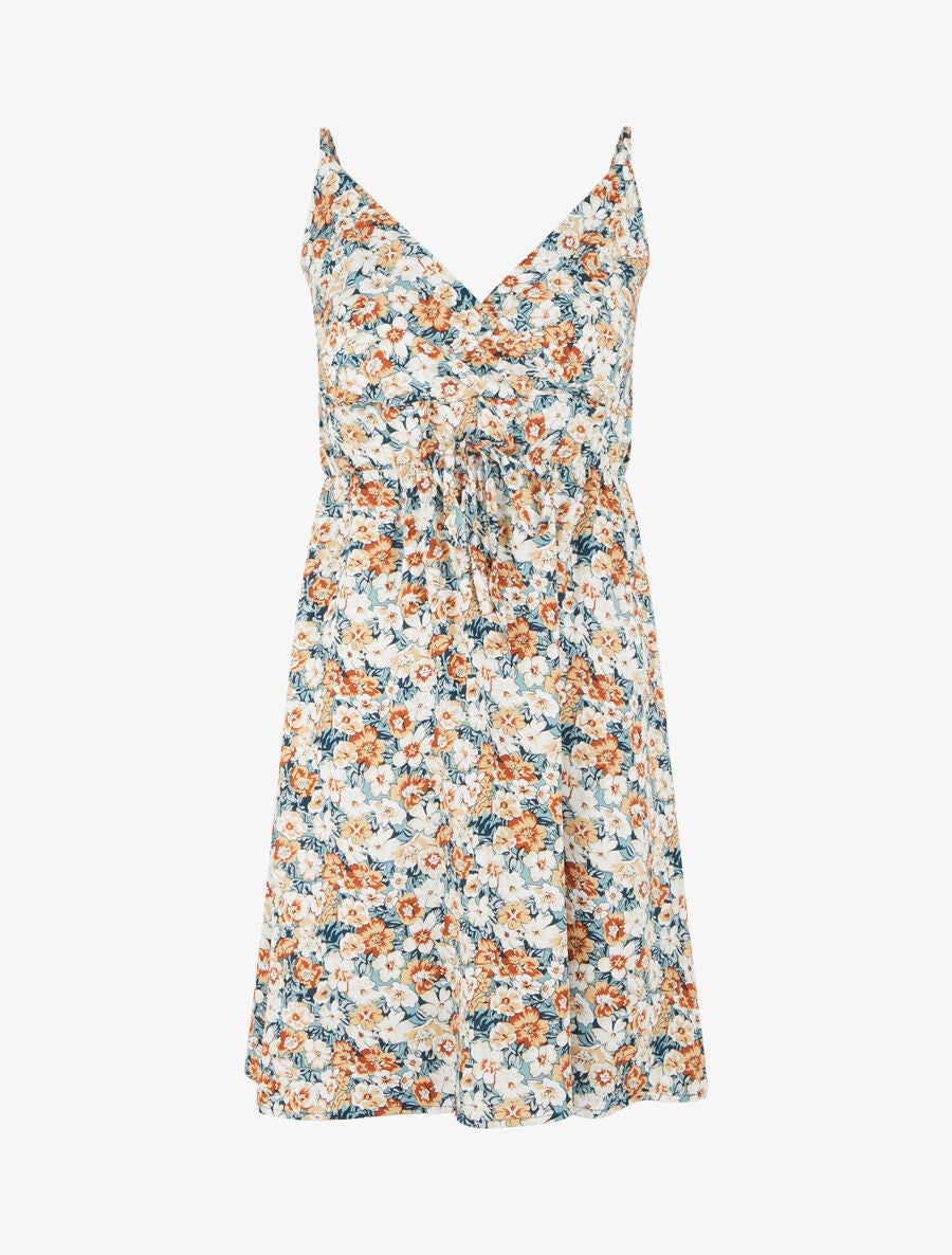 Robe mi-longue imprimé fleuri - Vert d&
