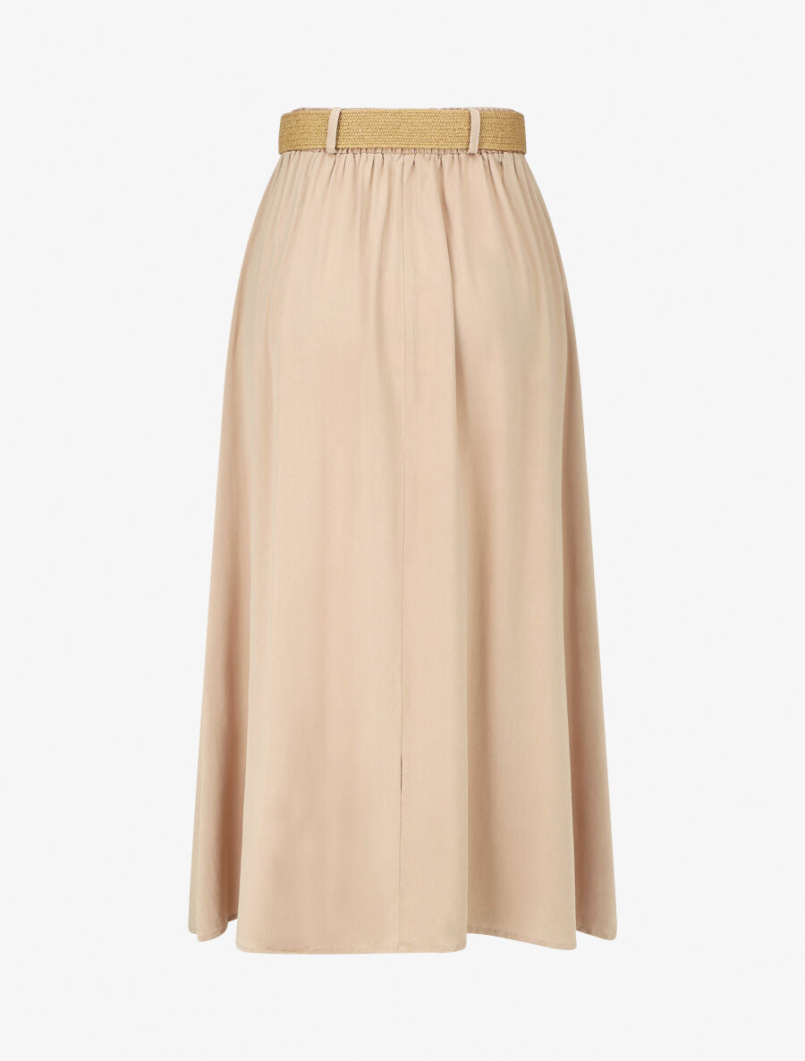 Jupe longue à boutons décoratifs - Beige - 2