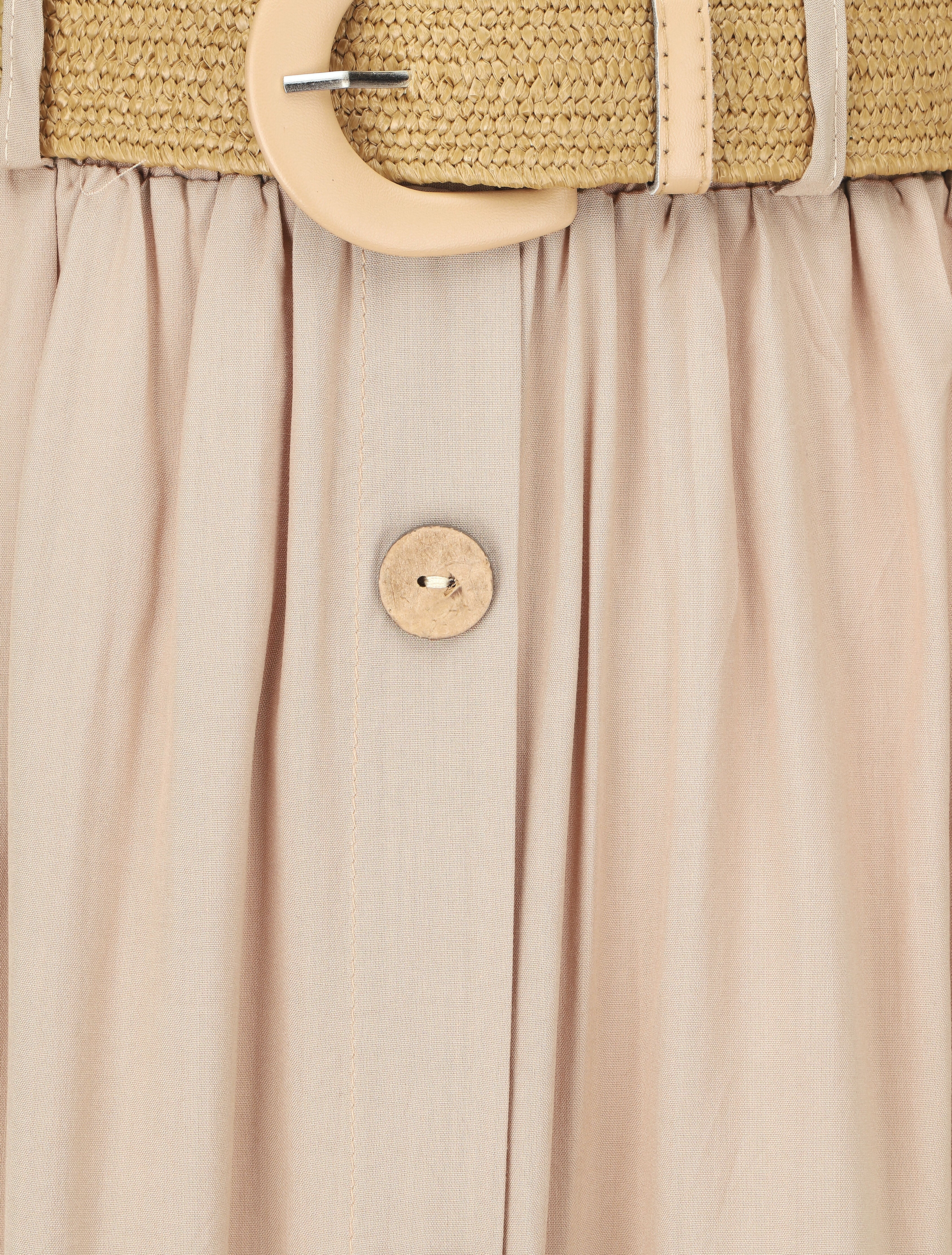Jupe longue à boutons décoratifs - Beige - 3