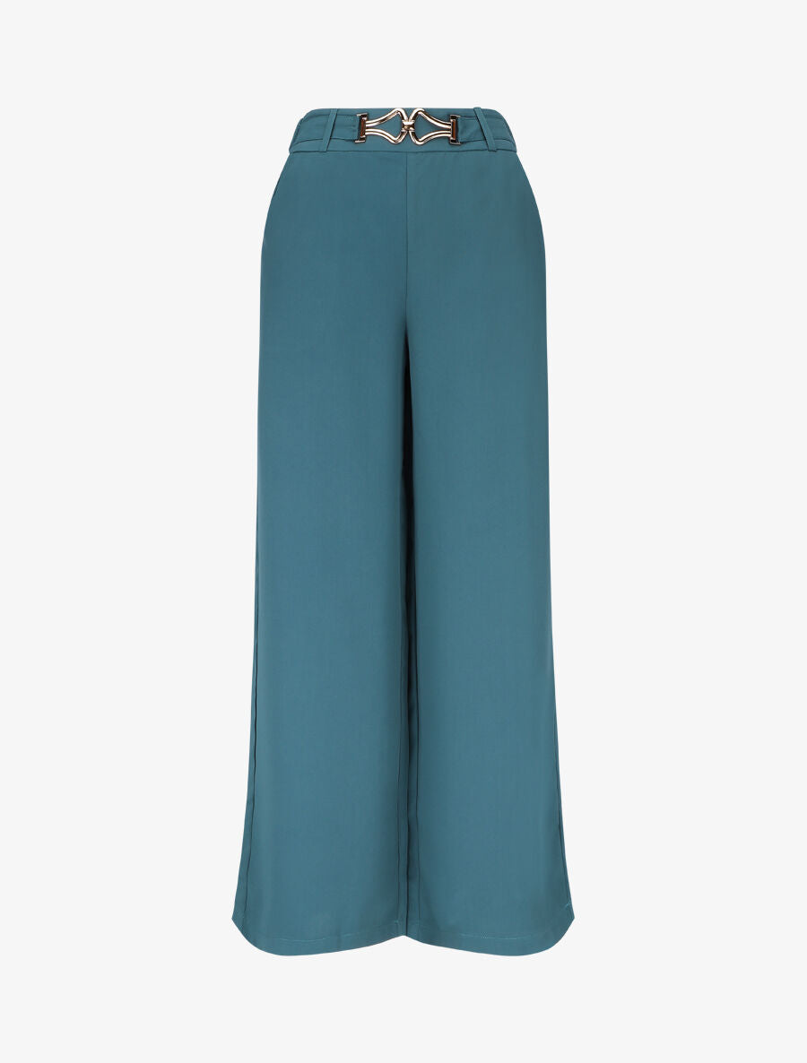 Pantalon ample à boucle fantaisie - Bleu canard - 4