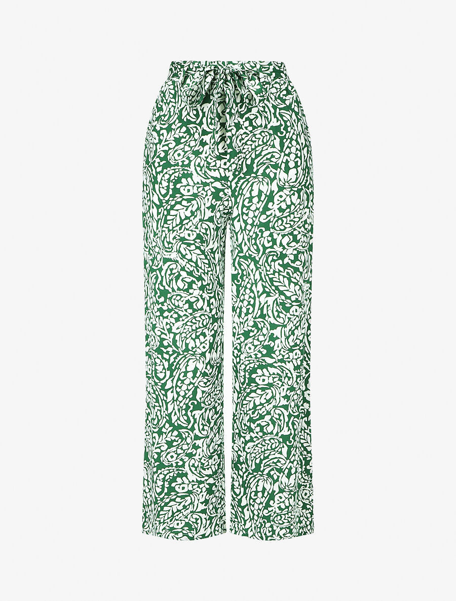 Pantalon fluide à imprimé foulard - Vert - 4