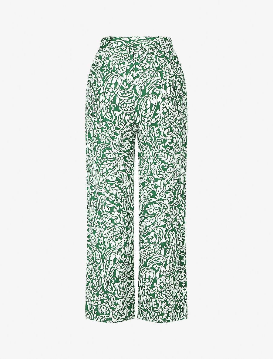 Pantalon fluide à imprimé foulard - Vert - 2