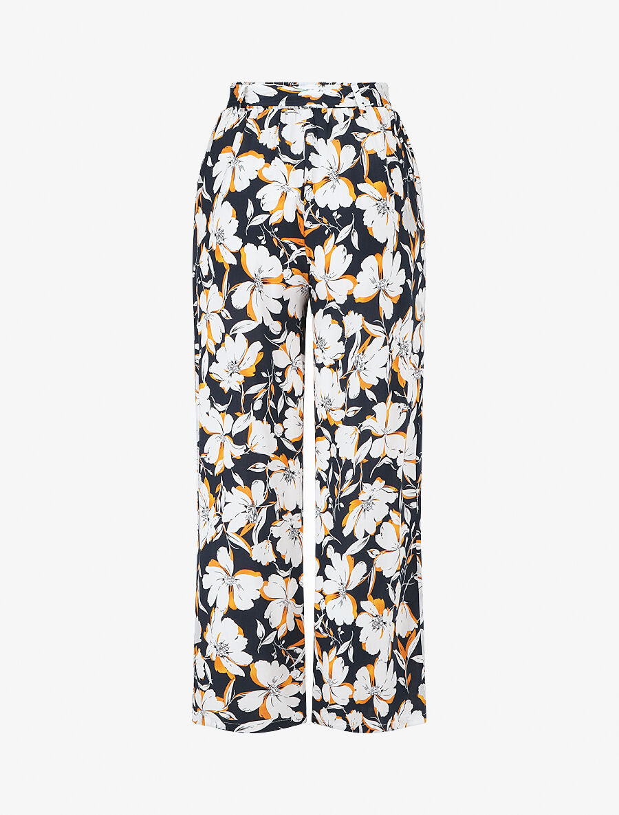 Pantalon fluide à imprimé fleuri - Bleu nuit - 2