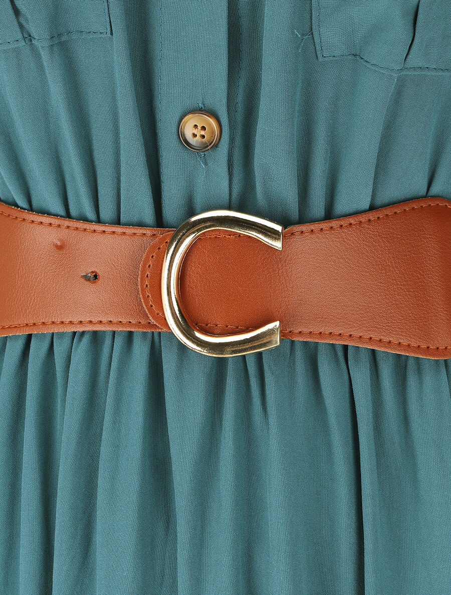 Robe longue unie sans manches - Bleu canard - 3