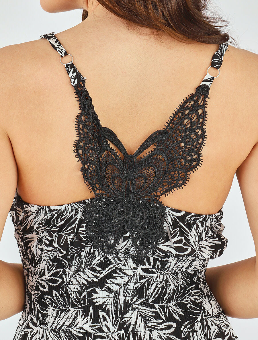Robe longue fendue à dos ajouré - Noir - 5