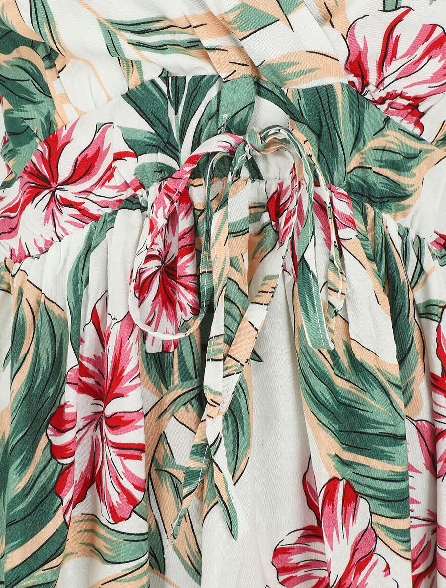 Robe à fines bretelles imprimé tropical - Blanc - 3