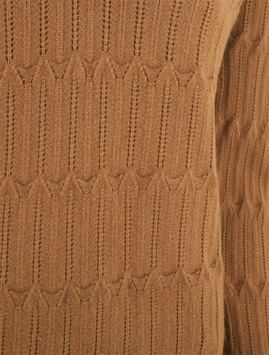 Pull droit uni à col V - Camel - 3