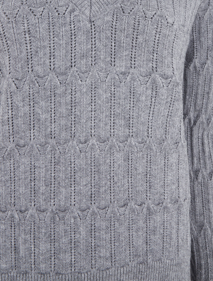 Pull droit uni à col V - Gris - 3