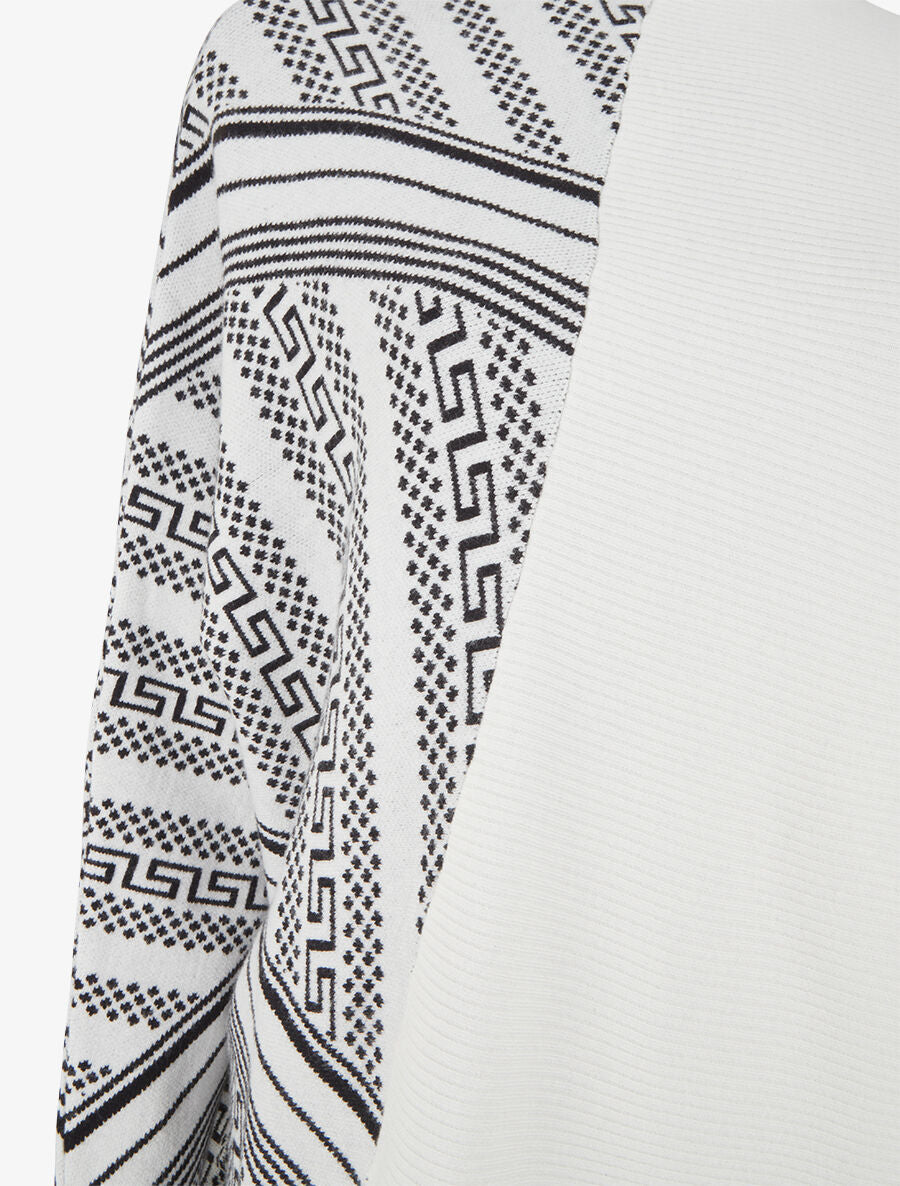 Pull ample col montant et motif graphique - Blanc - 3