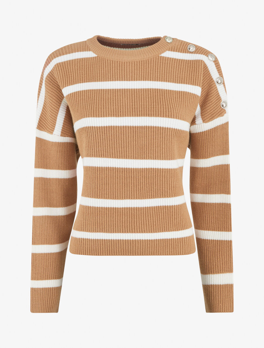 Pull rayé boutonné à l&