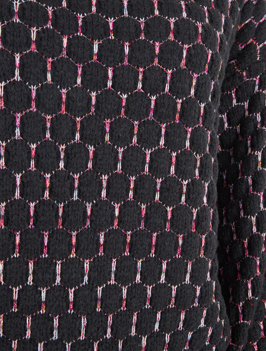Pull irisé en maille effet écailles - Noir - 3