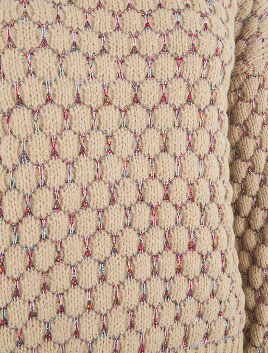 Pull irisé en maille effet écailles - Beige - 3