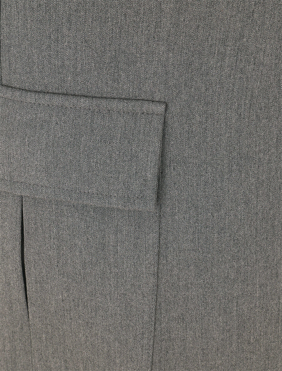 Jupe portefeuille ceinturée - Gris - 3