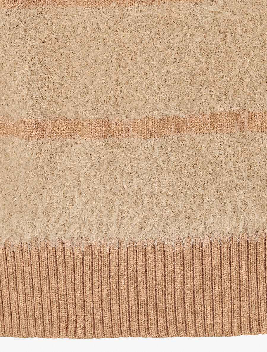 Pull fluffy à bords côtelés - Beige - 3