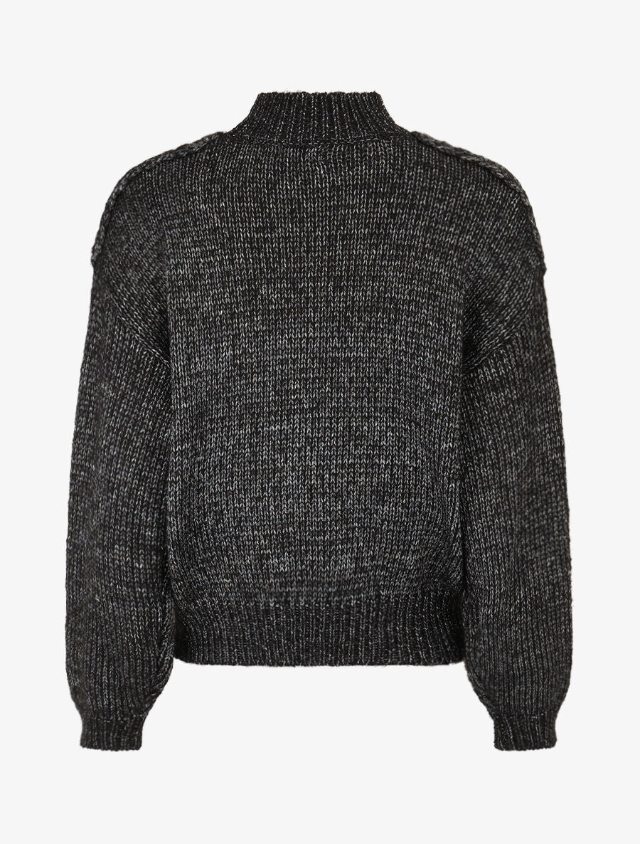 Pull uni irisé à col rond - Noir - 2