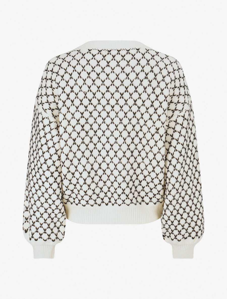 Pull uni à motif stylisé - Blanc - 2