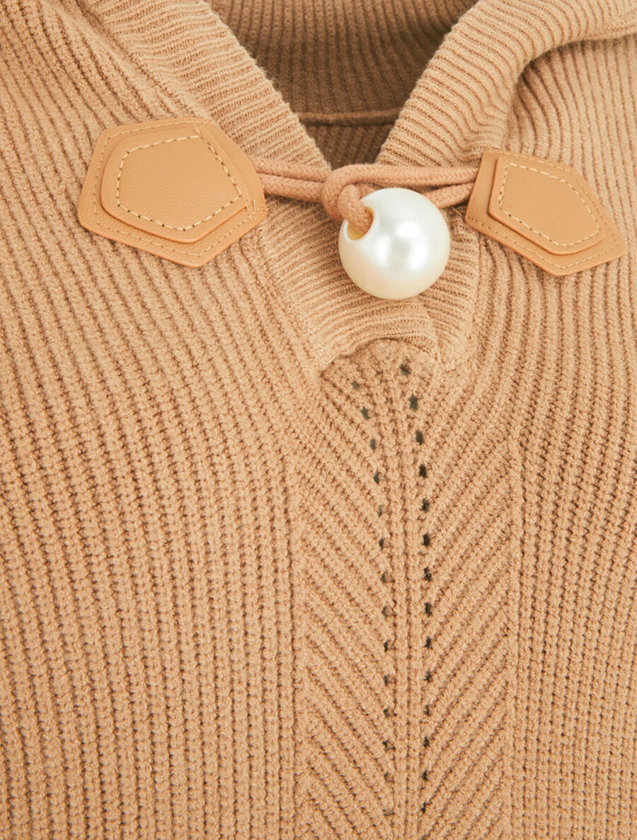 Pull côtelé à capuche - Camel - 3