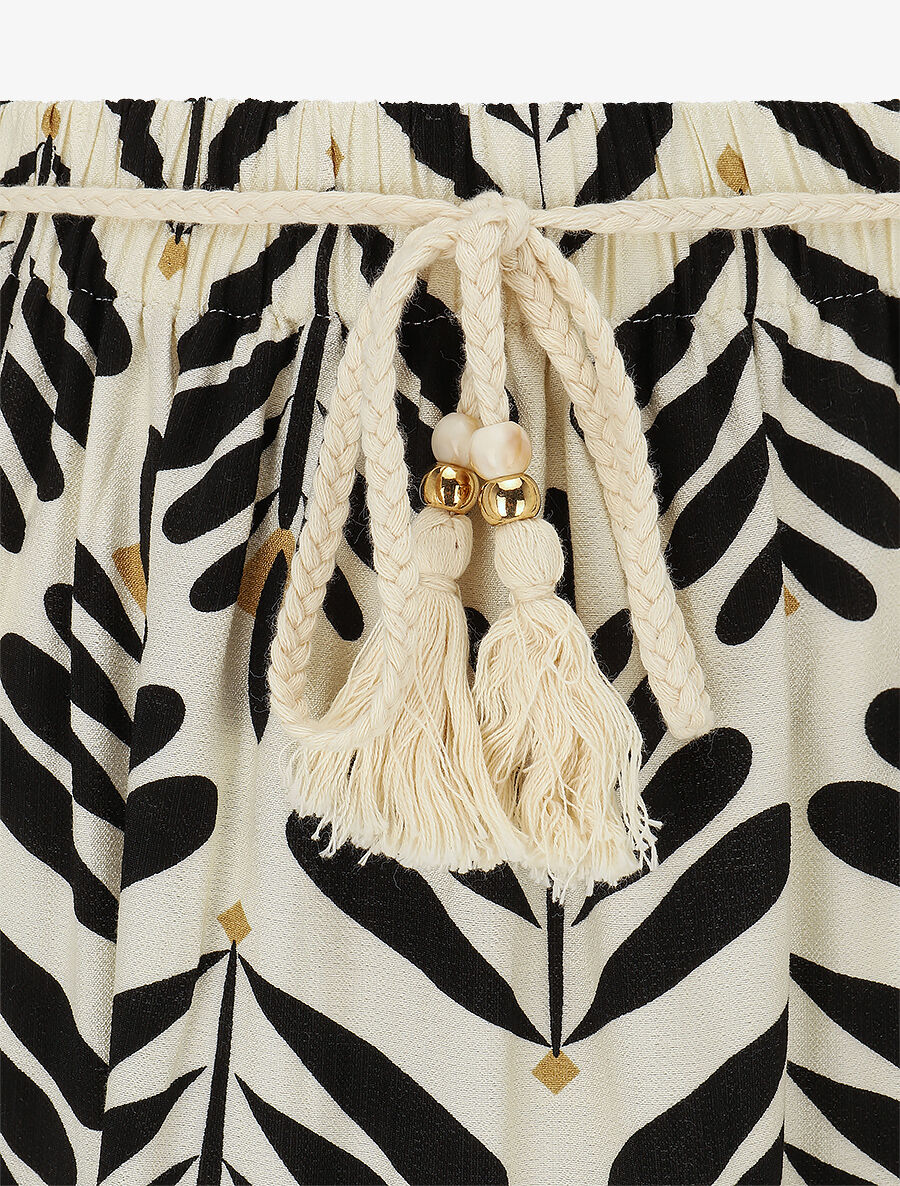 Jupe longue taille haute imprimé végétal - Noir - 3