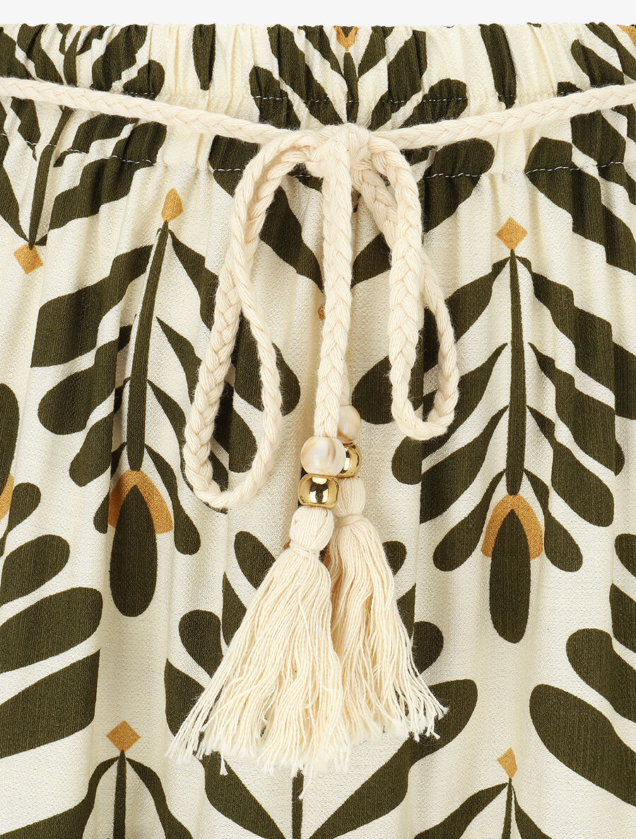 Jupe longue taille haute imprimé végétal - Kaki - 3