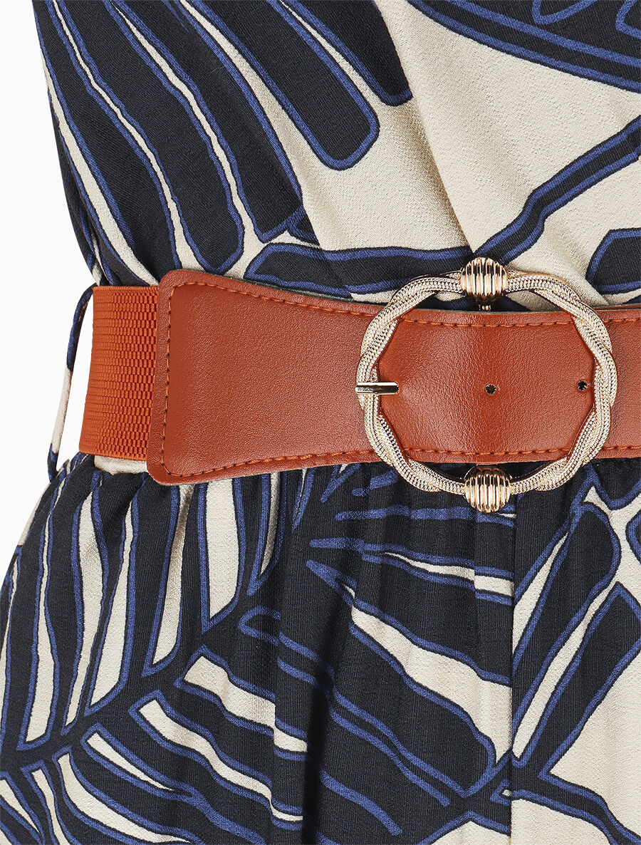 Combinaison sans manches imprimé tropical - Marine - 3