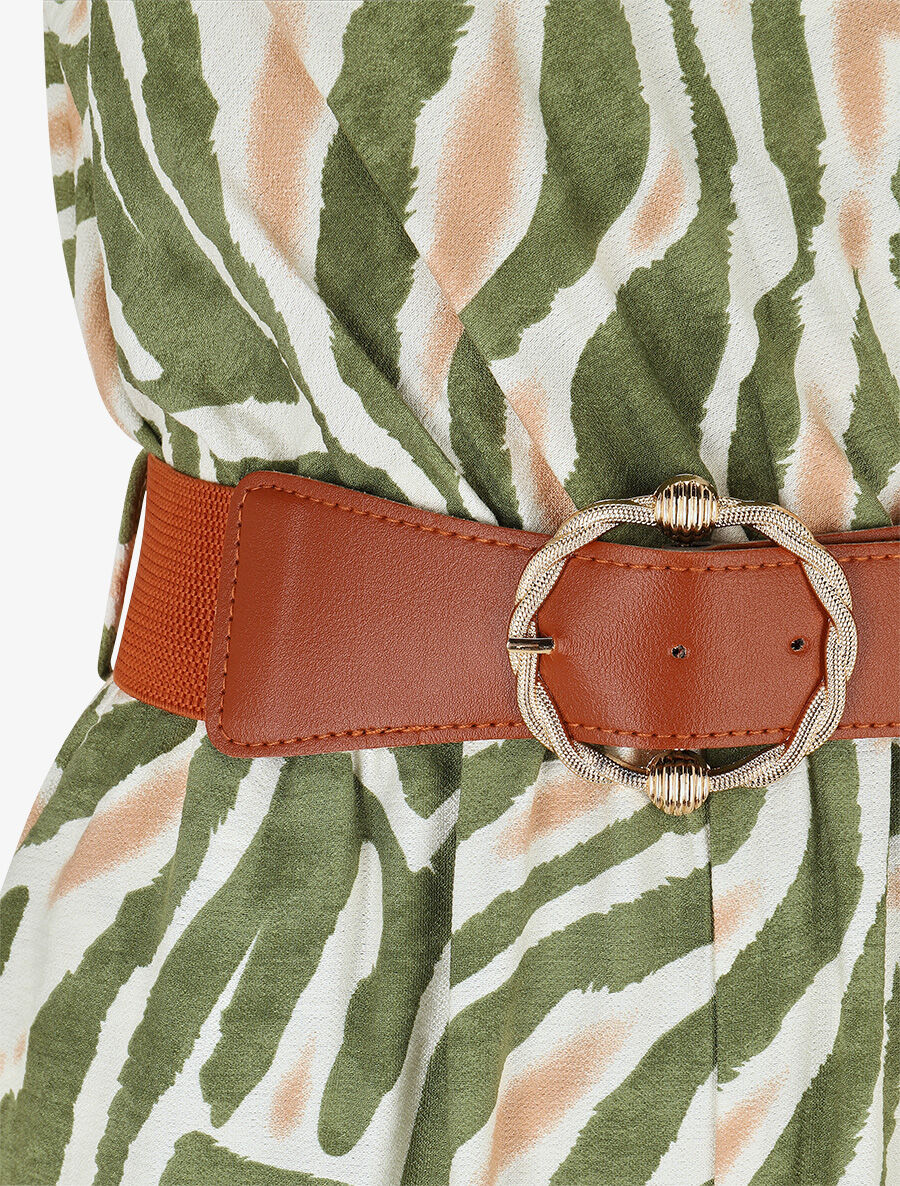 Combinaison sans manches imprimé graphique - Kaki - 3