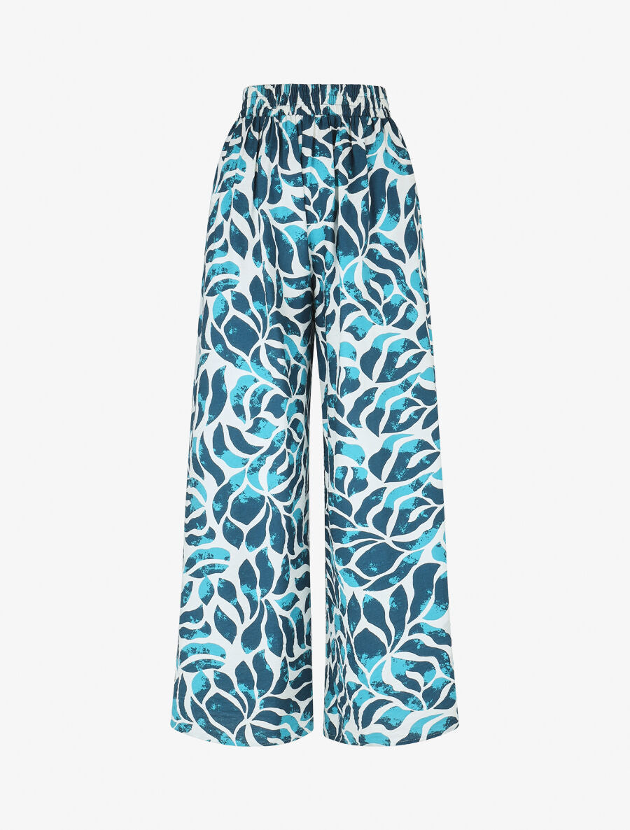 Ensemble caraco et pantalon imprimé abstrait - Turquoise - 4