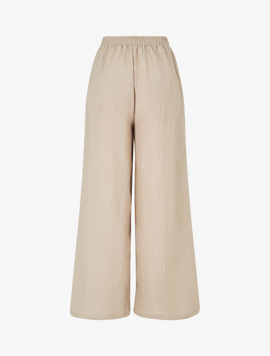 Pantalon fluide effet froissé - Beige - 2