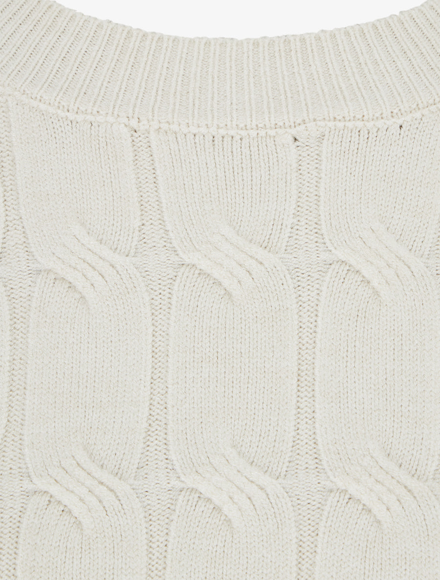 Pull droit en maille tressée - Écru - 3