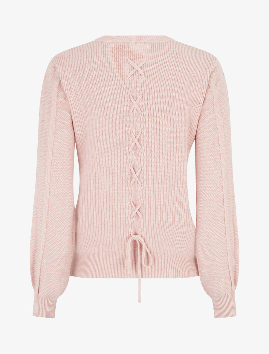 Pull droit à dos style corset - Rose - 2